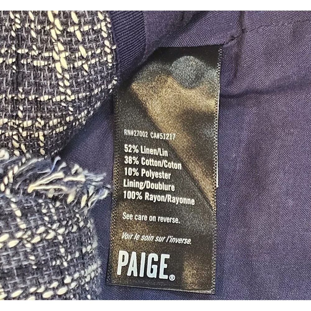 Paige Chelsea Tweed Blazer Linen Blend‎ Rayon Lined Button-Down Navy Size XS - Picture 7 of 14